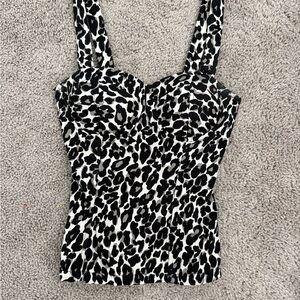 Black & White Leopard Bustier Top - Women